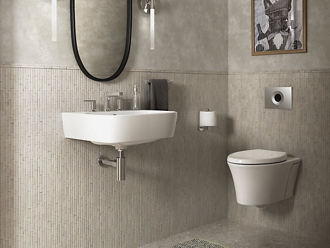 K 77767 8 Modernlife Wall Mounted Bathroom Sink With Widespread Center Faucet Holes And Rectangular Basin Kohler - Kohler Wall Mount Sink Ada Specs